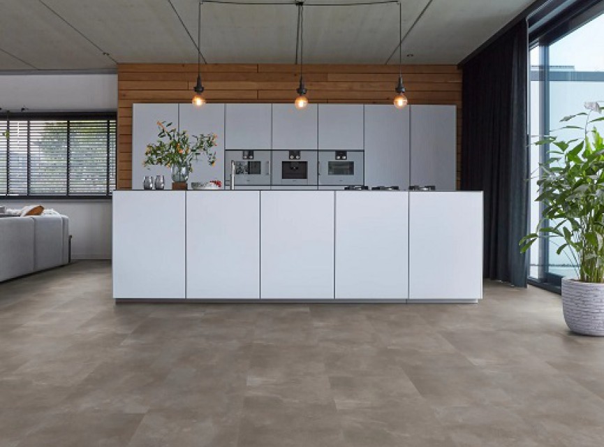 Hamburg EXTRA GROOT 91x91 VIERKANT Warm Grey DRYBACK ( LEVENSLANGE GARANTIE ) / micro-bevel 4v / PVC Vloer / Plak PVC