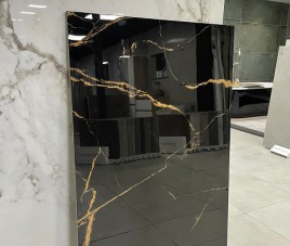 Latina Goud Zwart hoogglans 60x60 vloertegel en wandtegel