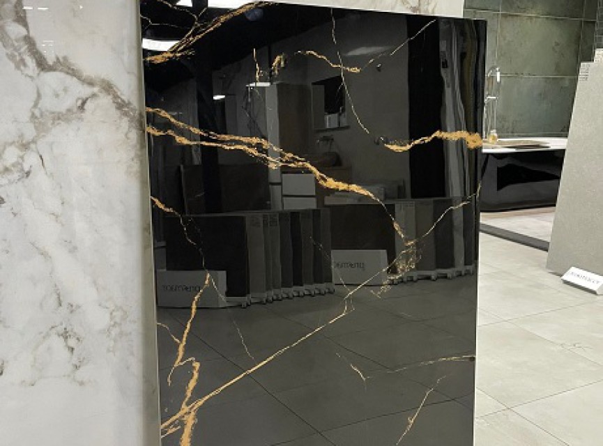Latina Goud Zwart hoogglans 60x120 vloertegel en wandtegel