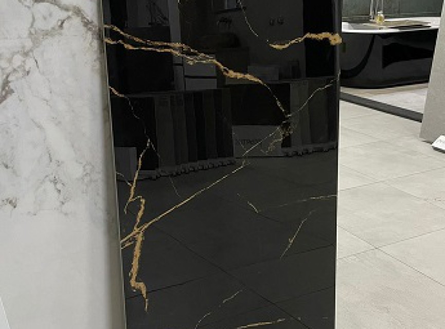 Latina Goud Zwart hoogglans 60x120 vloertegel en wandtegel