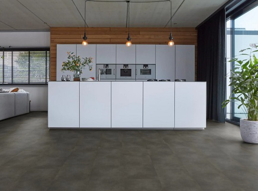 XL Munchen, Concrete EXTRA GROOT 91x91 VIERKANT XL ANTRACITE DRYBACK ( LEVENSLANGE GARANTIE ) / micro-bevel 4v / PVC Vloer / Plak PVC