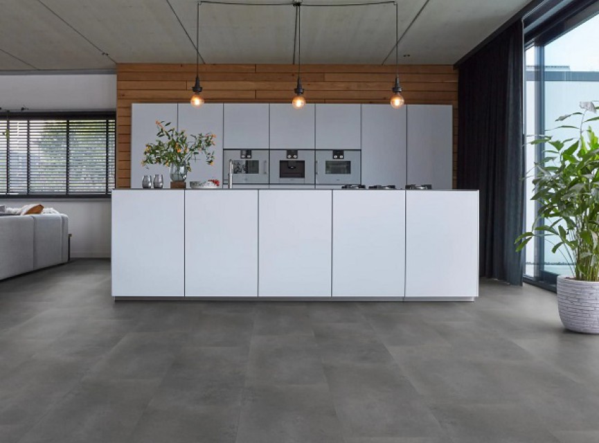 Berlijn tegel XL pvc dryback micro-bevel 4V - Dark Grey 900x900