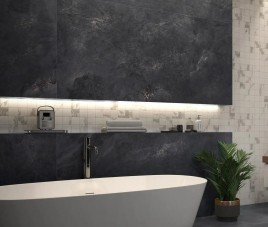 Oppio €72,- PER PANEEL - PVC Wandpaneel MAT Ardesia Noir / Zwart - 120x280x0,3 cm