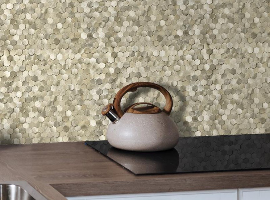 Oppio Geborsteld MINI Hexagon Goud - Zelfklevend Mozaiek 308x298x4mm