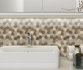 Oppio XL Bruin-Koper MIX HEXAGON - Zelfklevend Mozaiek 288x280x4mm