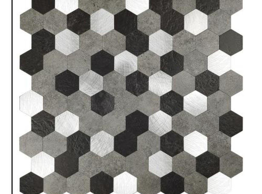 Oppio XL Grijs-Zwart MIX HEXAGON - Zelfklevend Mozaiek 288x280x4mm
