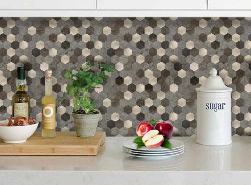 Oppio XL Bruin-Koper MIX HEXAGON - Zelfklevend Mozaiek 288x280x4mm