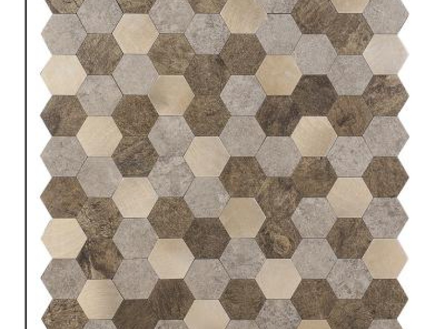 Oppio XL Bruin-Koper MIX HEXAGON - Zelfklevend Mozaiek 288x280x4mm