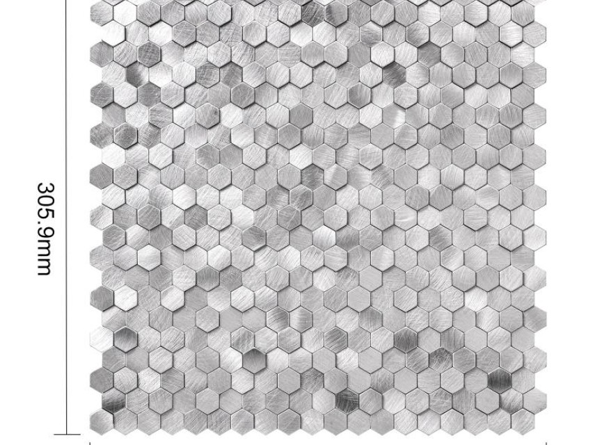 Oppio Geborsteld MINI Hexagon Zilver - Zelfklevend Mozaiek 308x298x4mm