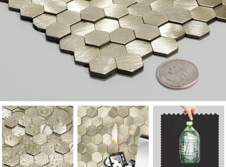 Oppio Geborsteld MINI Hexagon Goud - Zelfklevend Mozaiek 308x298x4mm