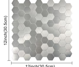 Oppio Geborsteld Zilver HEXAGON - Zelfklevend Mozaiek 291x286x4mm