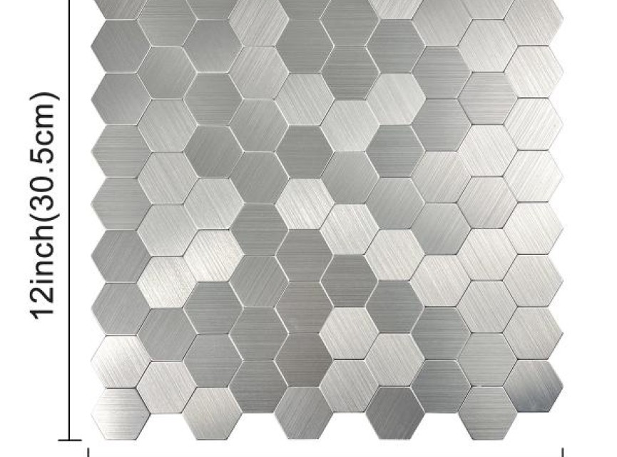 Oppio Geborsteld Zilver HEXAGON - Zelfklevend Mozaiek 291x286x4mm