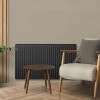 50x120 cm Type 22 - 2239 Watt - Oppio Paneelradiator Compact 6 geribbelde voorzijde - Mat Zwart (Ral 9005)