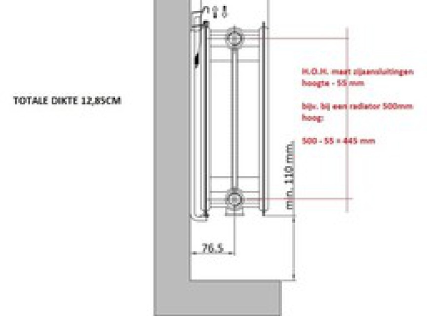 50x80 cm Type 22 - 1492 Watt - ECA Paneelradiator Compact 8 vlakke voorzijde - Mat Zwart (Ral 9005)