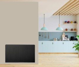 50x140 cm Type 22 - 2612 Watt - Oppio Paneelradiator Compact 6 geribbelde voorzijde - Mat Zwart (Ral 9005)