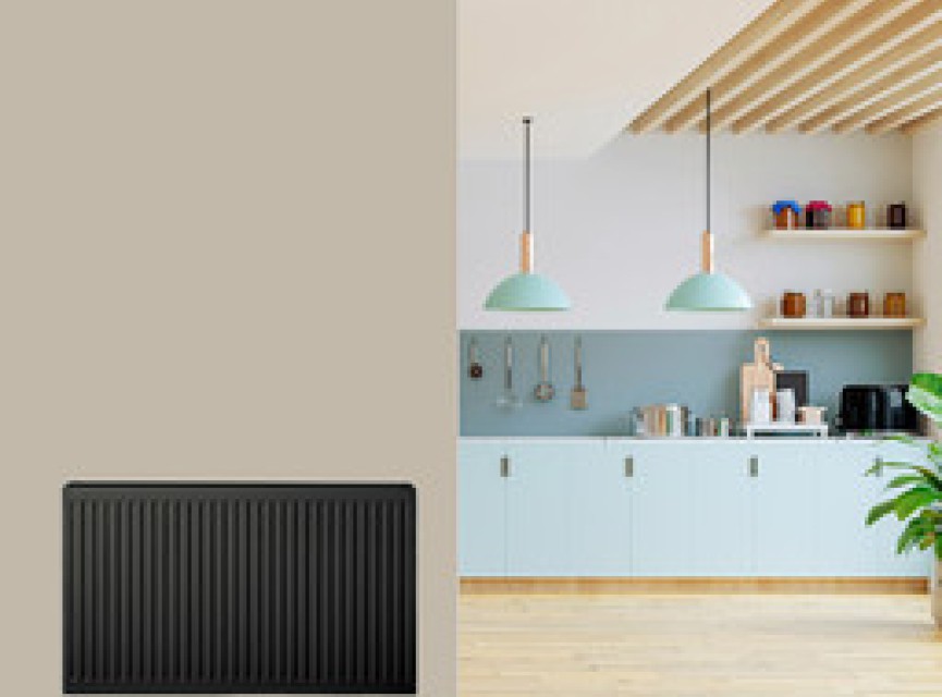 60x180 cm Type 22 - 3941 Watt - Oppio Paneelradiator Compact 6 geribbelde voorzijde - Mat Zwart (Ral 9005)