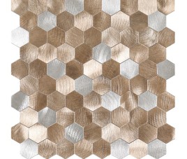 Oppio Geborsteld Zilver MIX HEXAGON - Zelfklevend Mozaiek 291x286x4mm