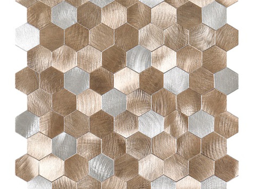 Oppio Geborsteld Zilver MIX HEXAGON - Zelfklevend Mozaiek 291x286x4mm