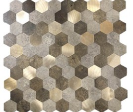 Oppio XL Bruin-Koper MIX HEXAGON - Zelfklevend Mozaiek 288x280x4mm