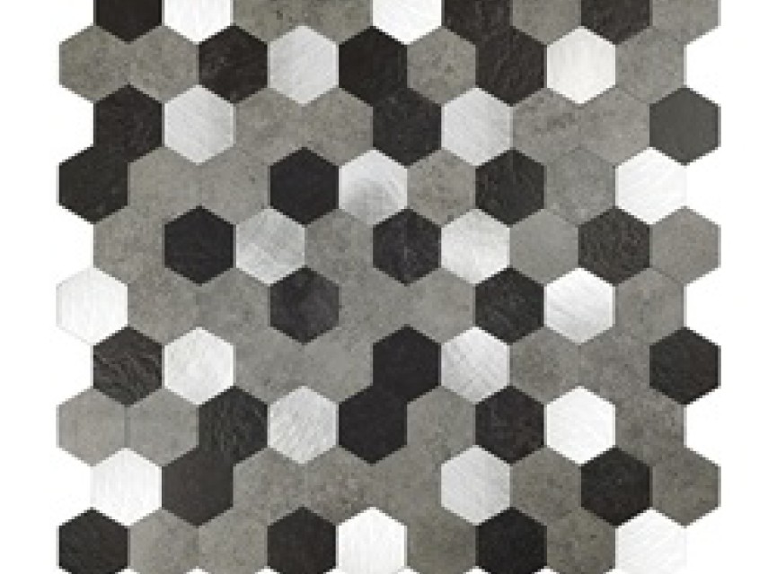 Oppio XL Grijs-Zwart MIX HEXAGON - Zelfklevend Mozaiek 288x280x4mm