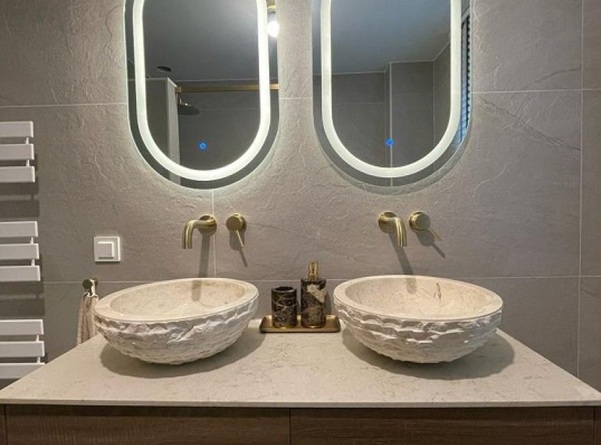 Ronda Beige / Natuurstenen Opzetwastafel