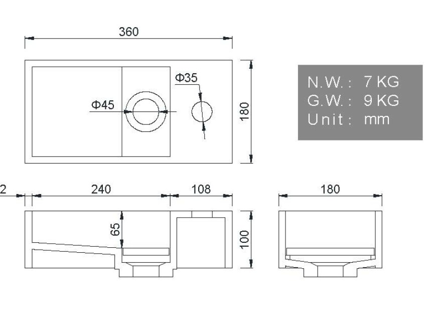 Noble fontein links Solid surface 36 x 18 x 10 cm marmer wit