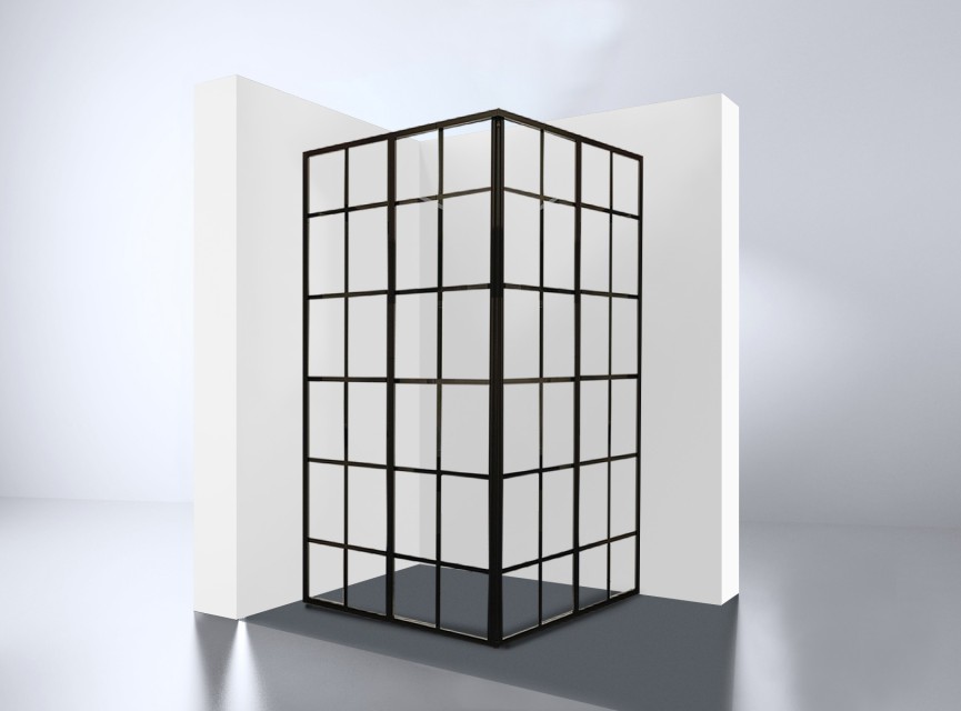 Black-Corner douche hoekinstap 890x890x2100x4mm