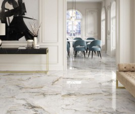 Hoogglans CEASAR Gold White ( LEVIGLASS ) 60x120 Vloertegel en Wandtegel Woonkamer / Winkelruimte / Badkamer / Keuken