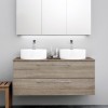 GENIOUS / GREY OAK Badmeubel Met Waskom 120 Cm ( Onderkast + Topblad + 2x Waskom )