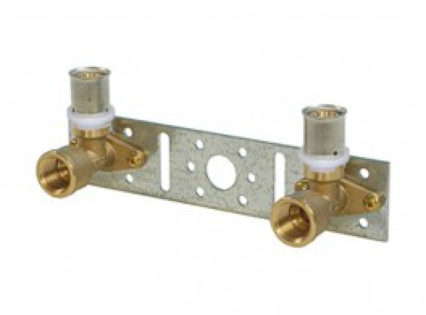 Dubbele muurplaatbeugelset pers 16x2 - 1/2