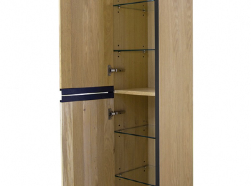 Lotus kolomkast met 2 deuren 35 cm naturel eik/mat zwart