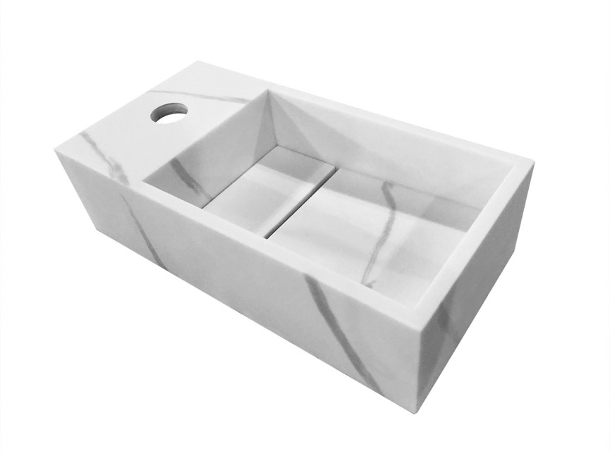 Noble fontein links Solid surface 36 x 18 x 10 cm marmer wit