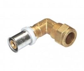 Kniekoppeling 90 graden pers 16x2 - 15mm kopere buis