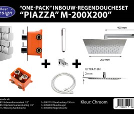 One pack inbouw-regendoucheset Muuruitloop 200mm Vierkant