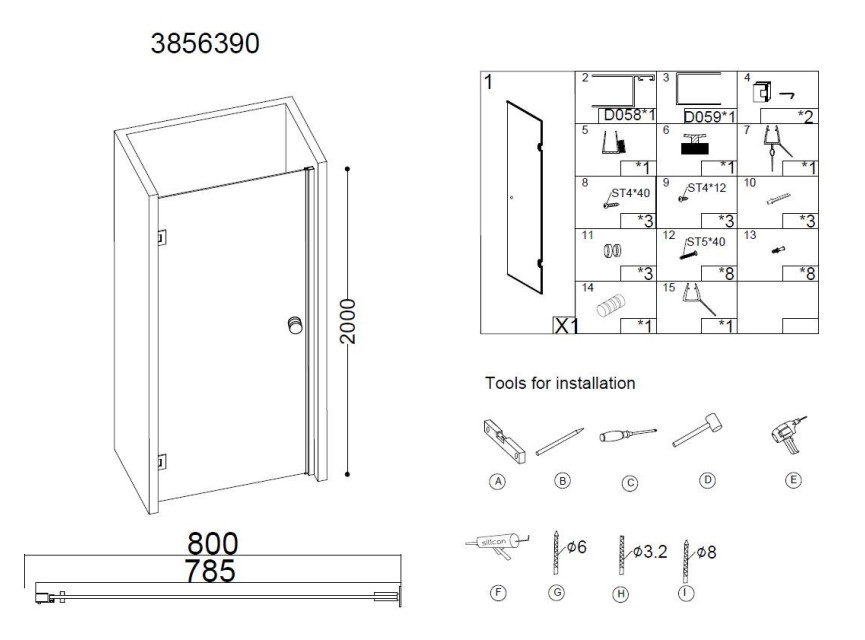 Nisdeur 78,5-80x200cm NANO glas 8mm