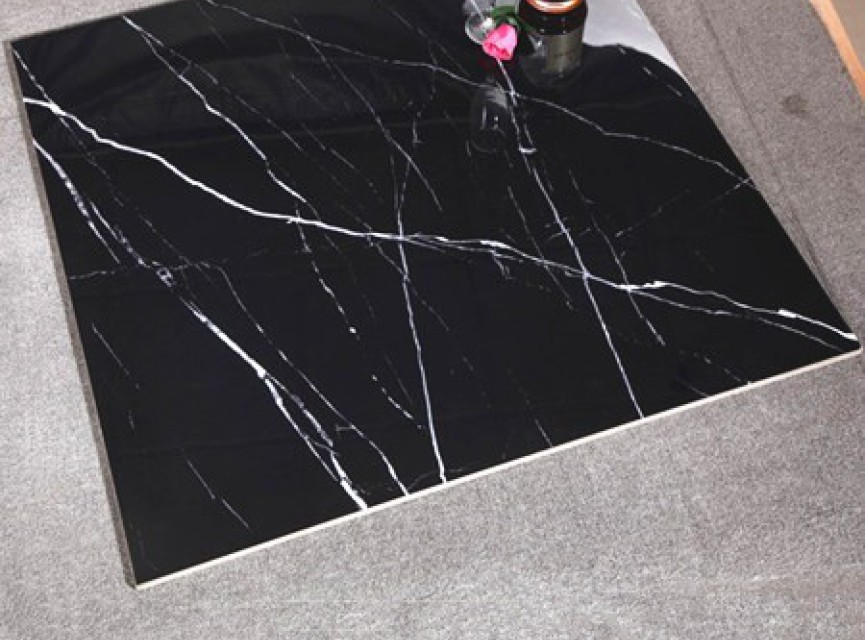 BLACK MARMOUR Hoogglans ZWART MARMER 60x60 Vloertegel / Gepolijst En Gerectificeerd / Woonkamer