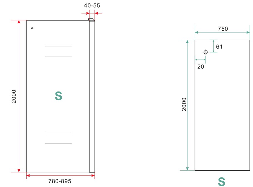zijwand tbv schuifbare nisdeur mat-zwart 80 cm 8 mm Nano
