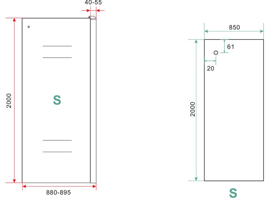 zijwand tbv schuifbare nisdeur mat-zwart 90 cm 8 mm Nano