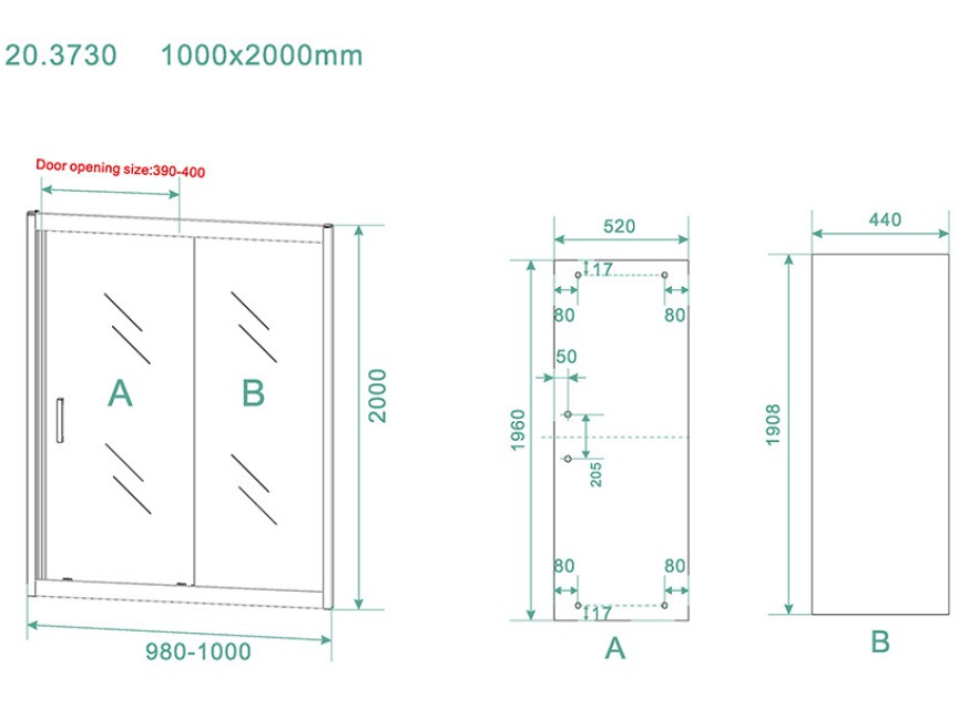 Skyline schuifbare nisdeur 1000x2000 mat-zwart 8mm NANO