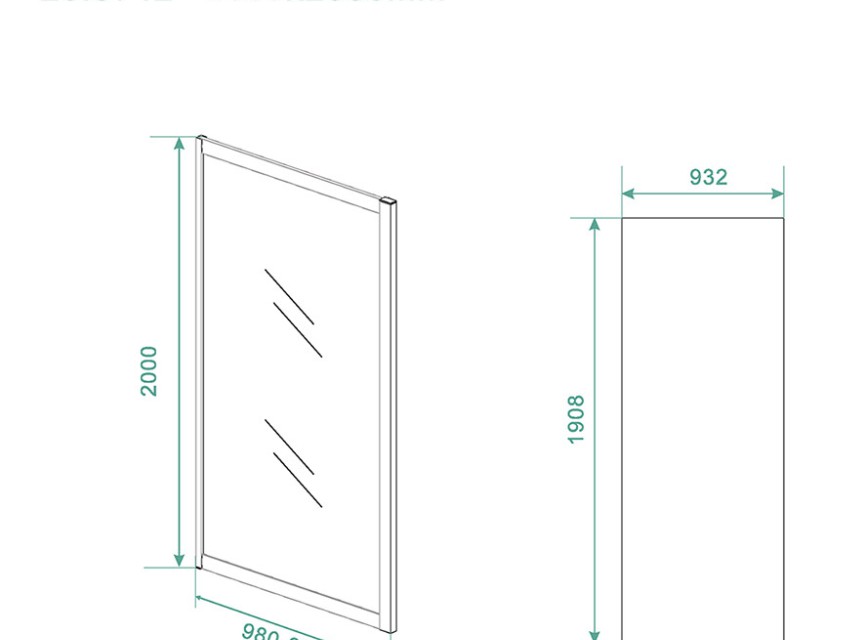 Skyline zijwand 1000x2000 mat-zwart 8mm NANO voor skyline schuifbare nisdeur