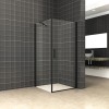 swingdeur + zijwand UNI 900x900x2000 mat-zwart .8mm NANO
