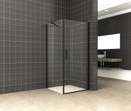 swingdeur + zijwand UNI 900x900x2000 mat-zwart .8mm NANO