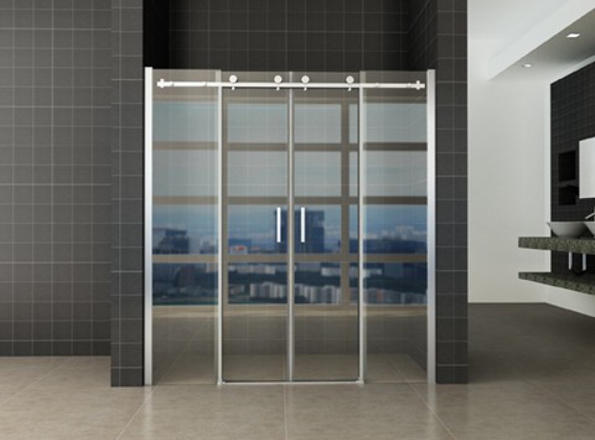 schuifbare nisdeur 4-d. 1800x2000 chr.8mm NANO
