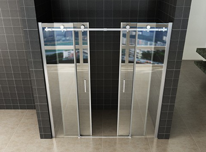 schuifbare nisdeur 4-d. 1800x2000 chr.8mm NANO