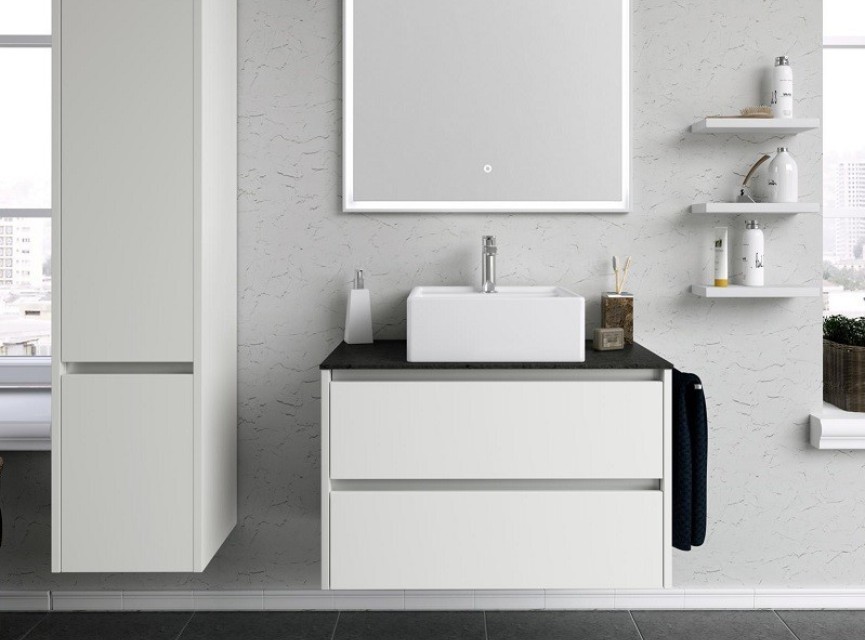 CITY / Badmeubel Met Waskom 80 Cm ( Onderkast + Topblad + Waskom )