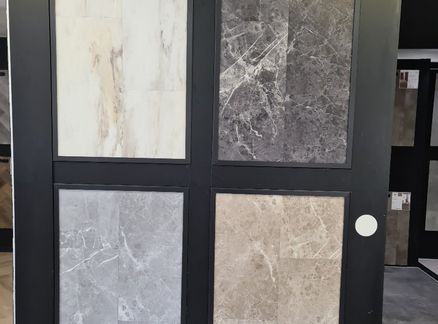 Palermo marmerlook calacatta rigid PVC klik vloeren tegel formaat Antraciet met geïntegreerde ondervloer 