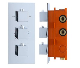 Inbouw thermostaat en Inb.box 3 weg 1/2 vierkante knoppen