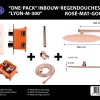 One-Pack inbouw-regendoucheset Muuruitloop 300mm Rond Rose-Mat-Goud