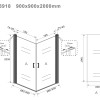 Uni douchecabine met 2 draaideuren 90x90 cm mat zwart met helder glas 8mm NANO