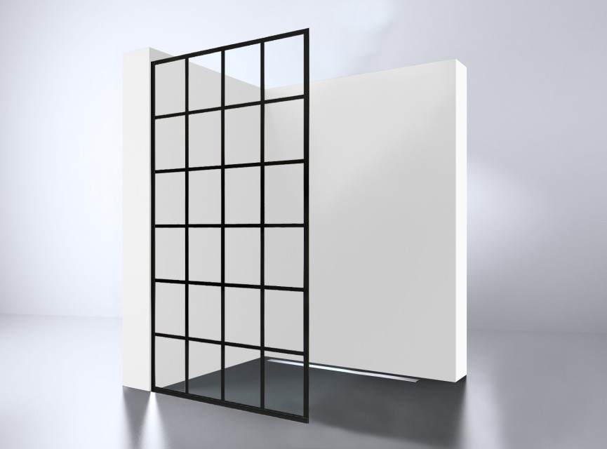 Black 900 screen inloopdouche Walk-In 900x2000x10mm